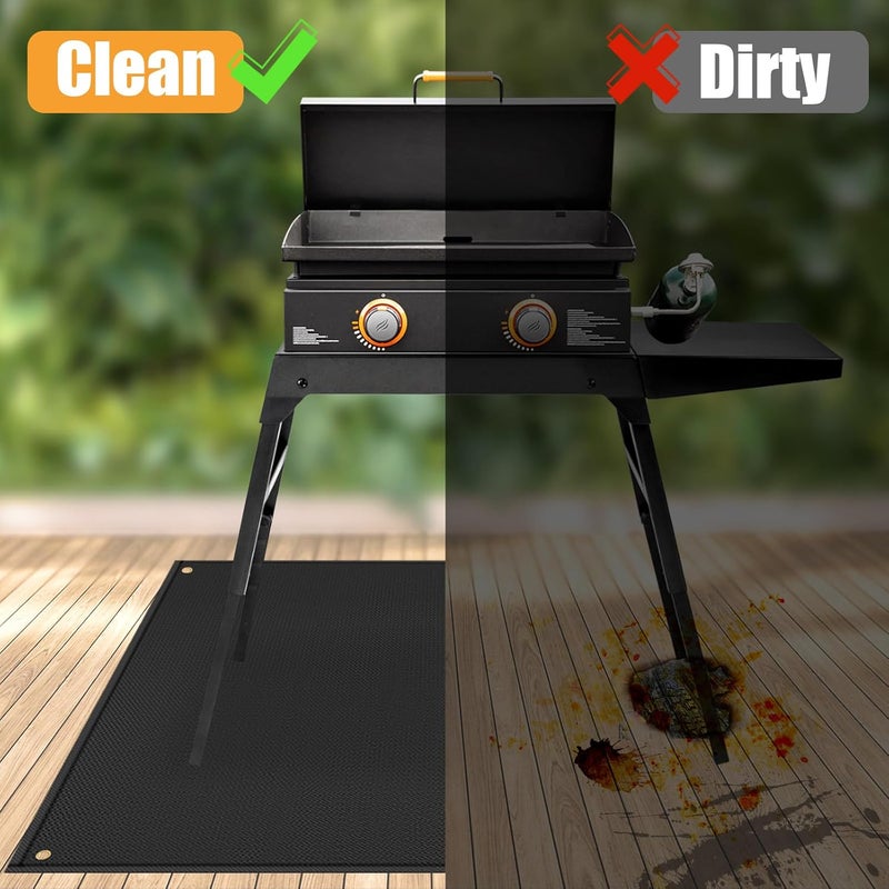 TOHONFOO 48 x 36in Under Grill Mat Compatible with Blackstone 17in & 22in Griddle with Stand - Fireproof Griddle Mat for Blackstone to Protect the Deck, Patio, Pavers - BBQ Mats Compatible with Outdoor Grill - Image 4